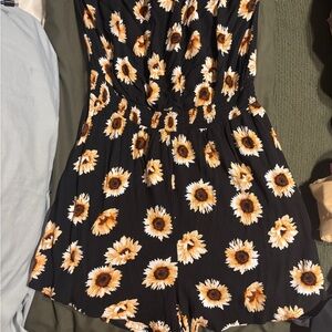 Forever 21 Black Sunflower Print Romper